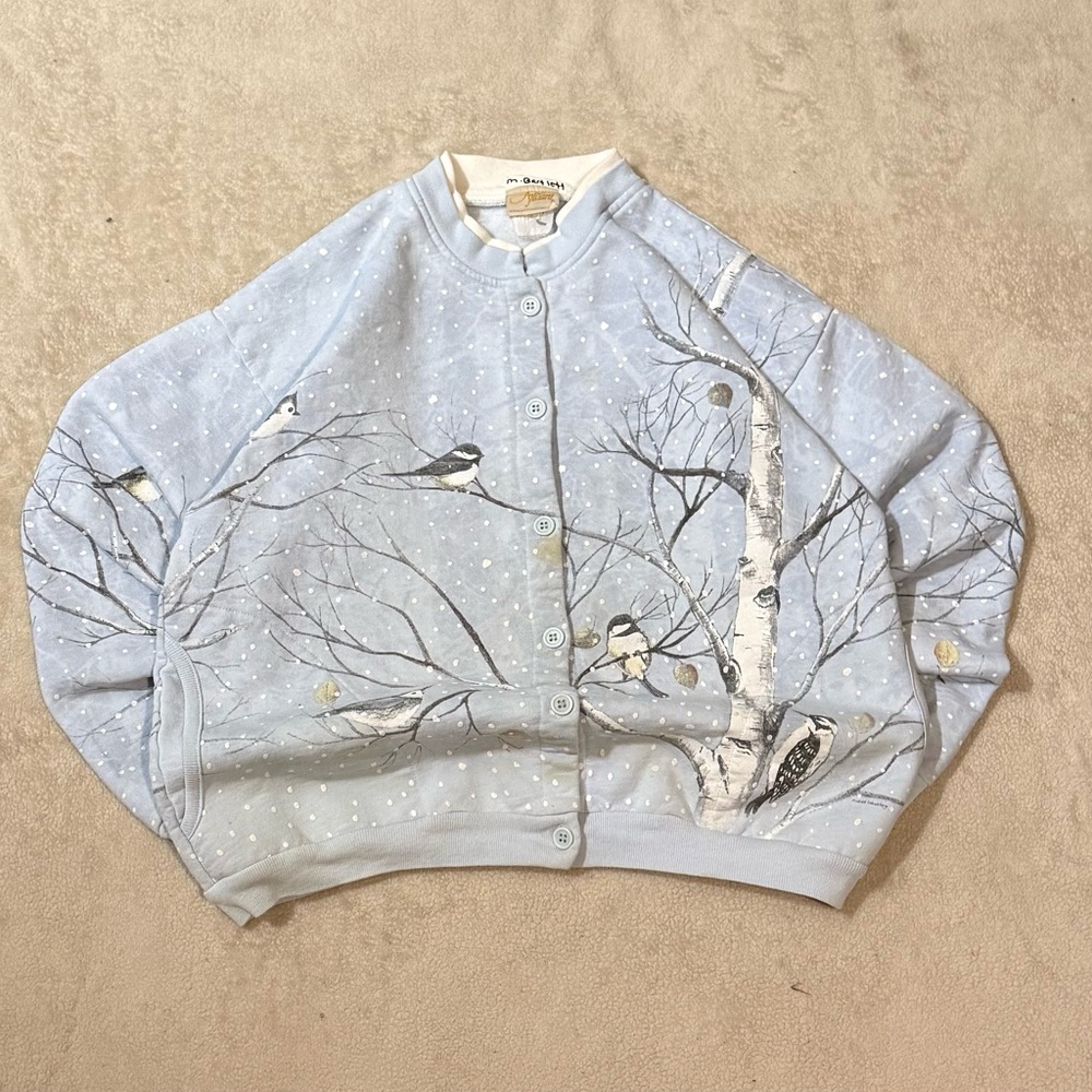 Vintage Winter Bird AOP Cardigan